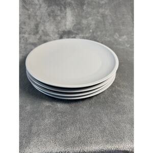 Le Creuset Stoneware Dinner Plates 10.5” Mist Gray Coupe Style- Set Of 4